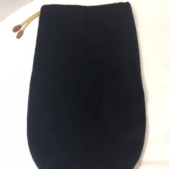 Tauer & Johnson Black Velvet Dust Shoe Bag Vintage Drawstring Leather Logo ONE - Picture 5 of 9